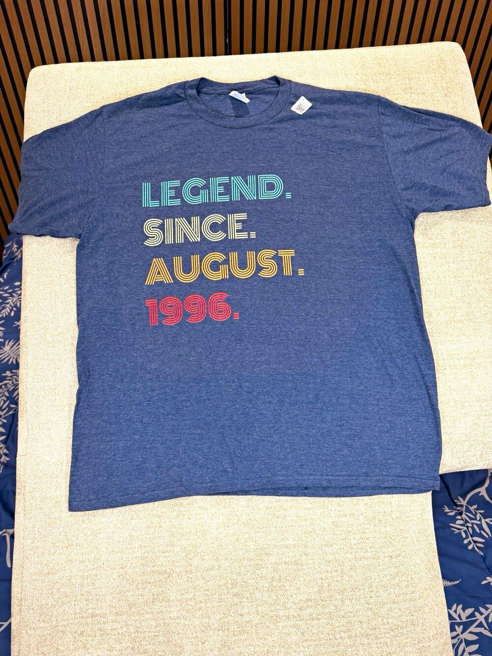Port & Company "Legend Since August 1996" Men's XL Blue Crew Neck Graphic Tee